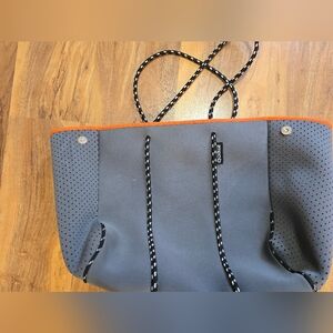 QOGIR Gray & Orange Neoprene Tote Bag Drawstring